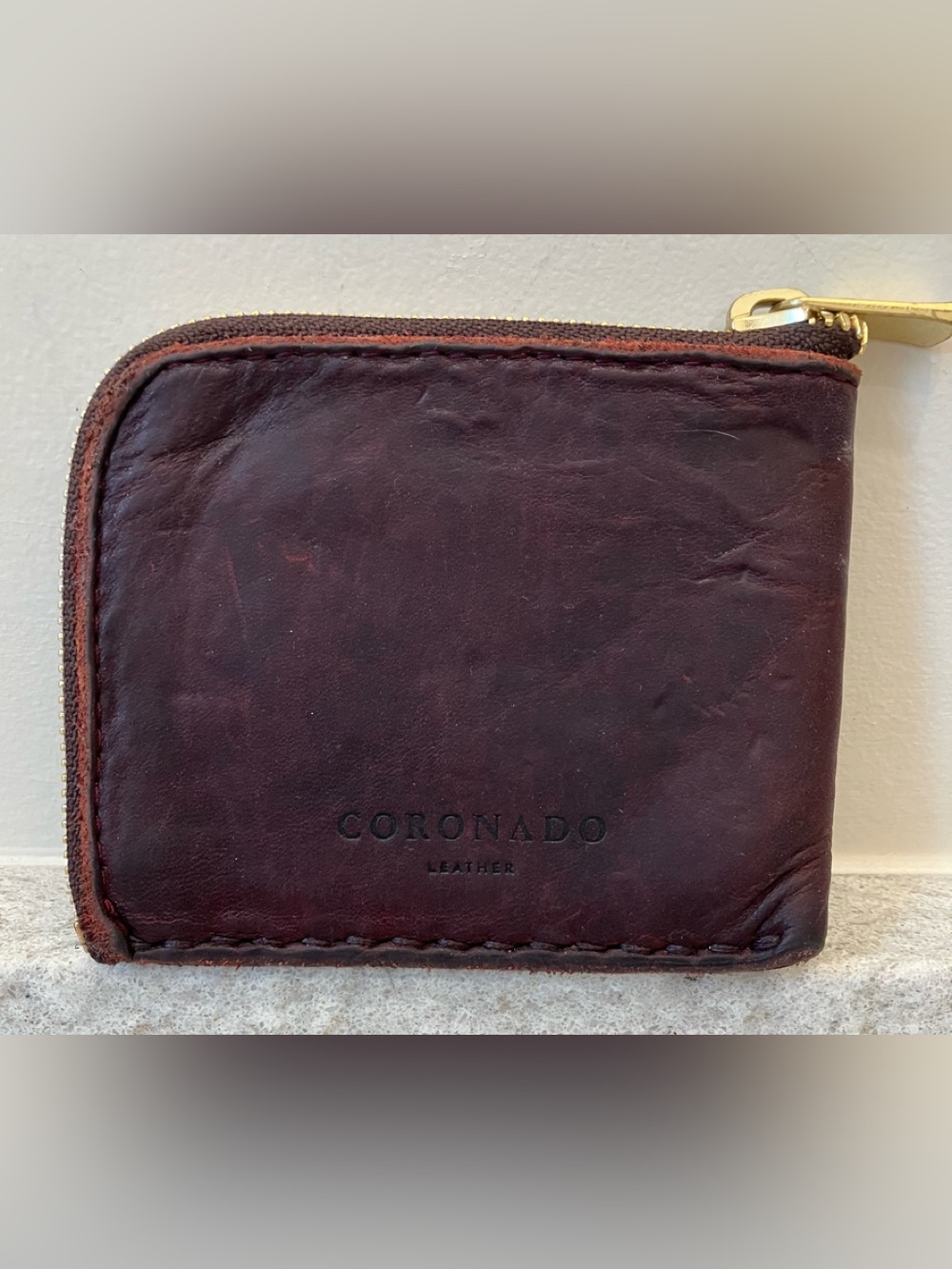 CORONADO BURGANDY LEATHER HALF ZIP WALLET
